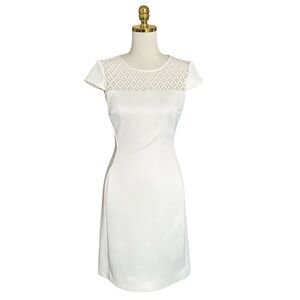 ANTONIO MELANI Elegant White Dress with Lace Detail Office/Formal Dress Size 4